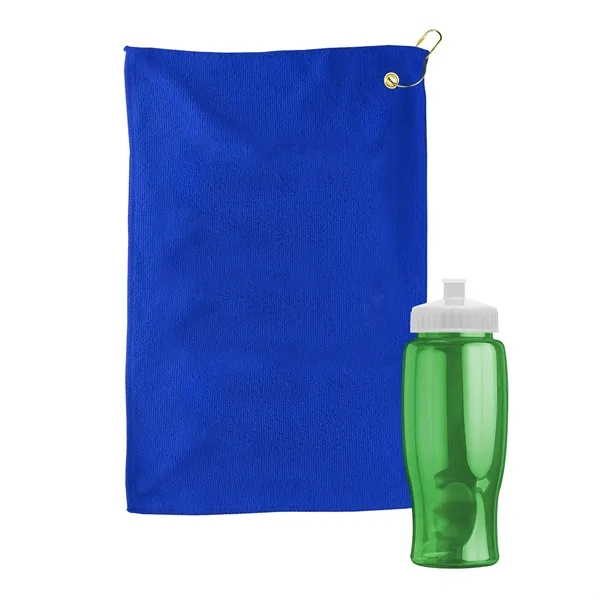27 oz. Poly-pure transparent bottle with microfiber golf towel. Towel is... from ASI 40480 Koozie Group