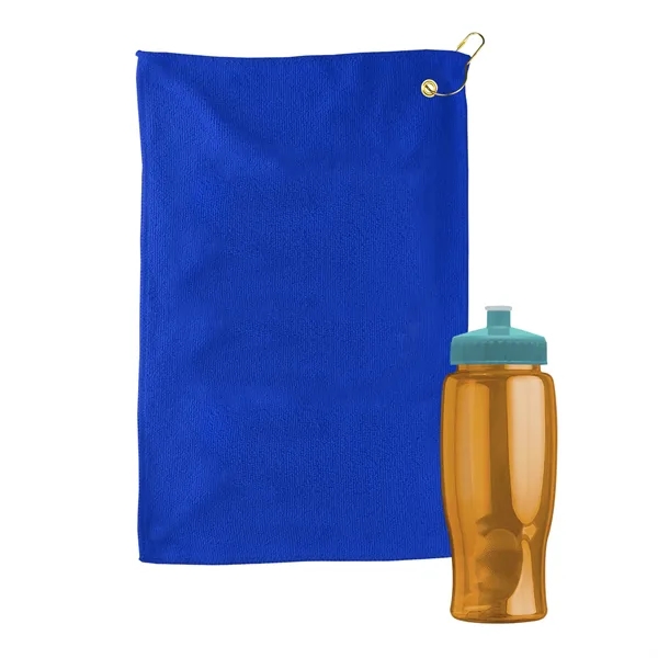 27 oz. Poly-pure transparent bottle with microfiber golf towel. Towel is... from ASI 40480 Koozie Group
