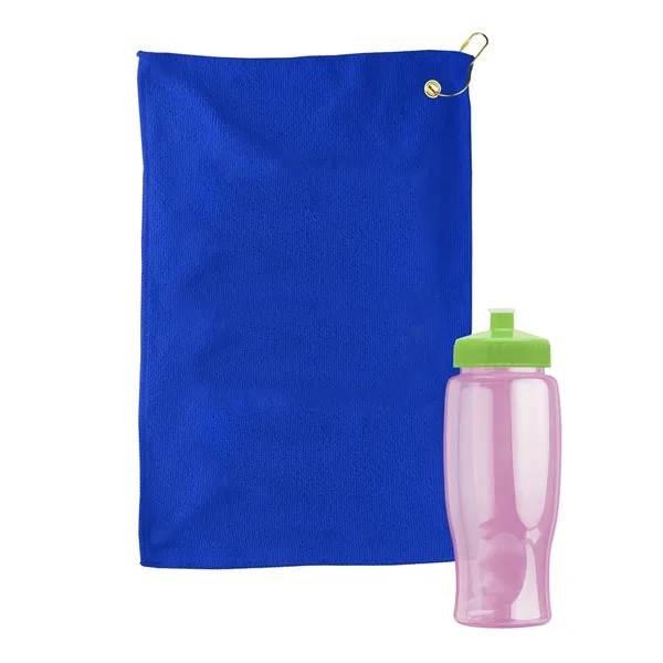 27 oz. Poly-pure transparent bottle with microfiber golf towel. Towel is... from ASI 40480 Koozie Group