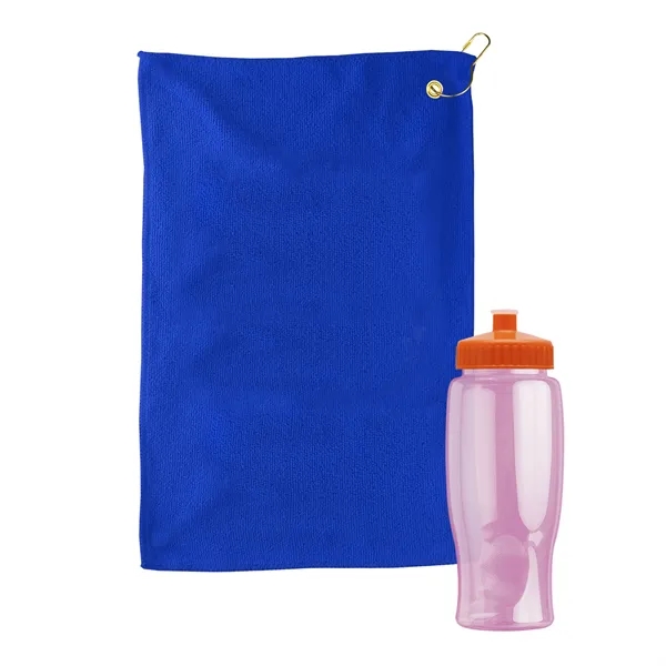 27 oz. Poly-pure transparent bottle with microfiber golf towel. Towel is... from ASI 40480 Koozie Group