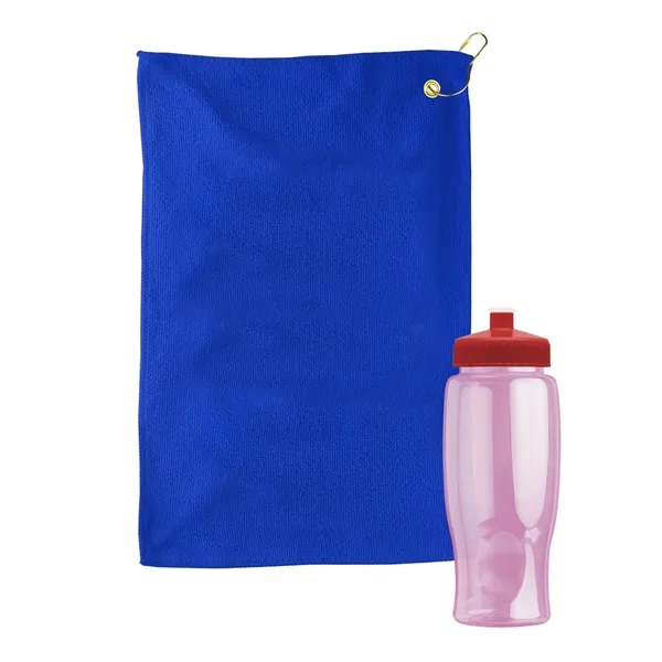 27 oz. Poly-pure transparent bottle with microfiber golf towel. Towel is... from ASI 40480 Koozie Group