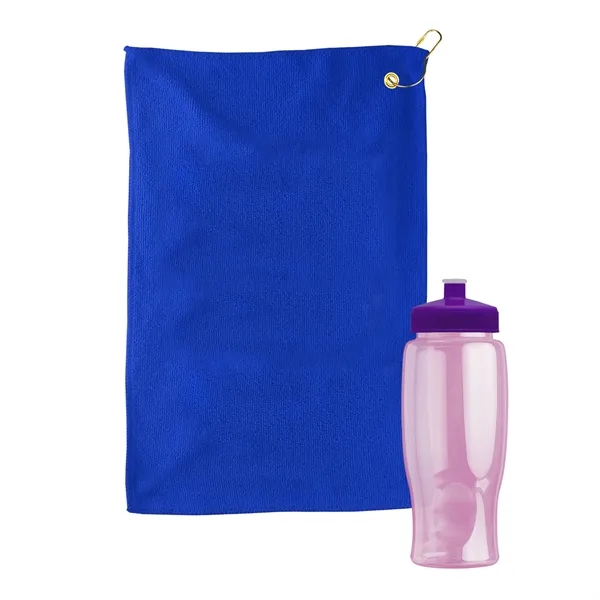 27 oz. Poly-pure transparent bottle with microfiber golf towel. Towel is... from ASI 40480 Koozie Group