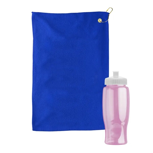27 oz. Poly-pure transparent bottle with microfiber golf towel. Towel is... from ASI 40480 Koozie Group