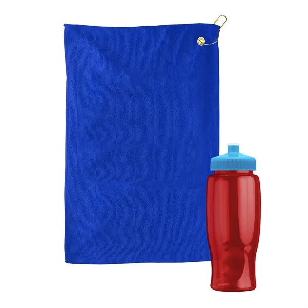 27 oz. Poly-pure transparent bottle with microfiber golf towel. Towel is... from ASI 40480 Koozie Group