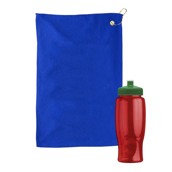 27 oz. Poly-pure transparent bottle with microfiber golf towel. Towel is... from ASI 40480 Koozie Group