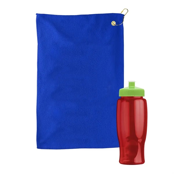 27 oz. Poly-pure transparent bottle with microfiber golf towel. Towel is... from ASI 40480 Koozie Group