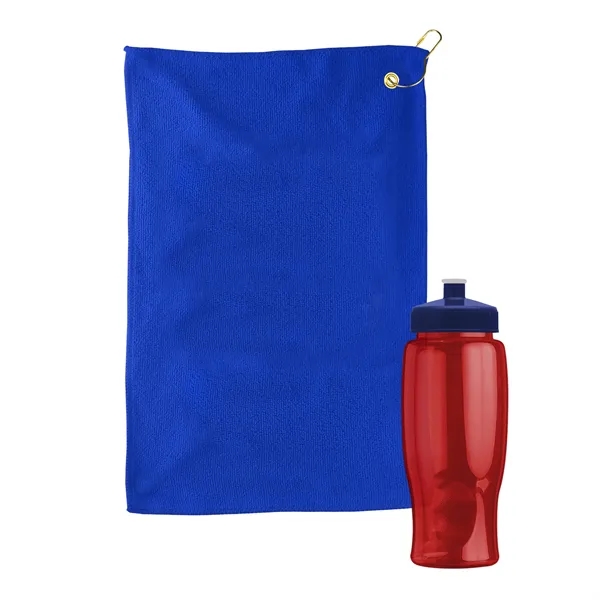 27 oz. Poly-pure transparent bottle with microfiber golf towel. Towel is... from ASI 40480 Koozie Group