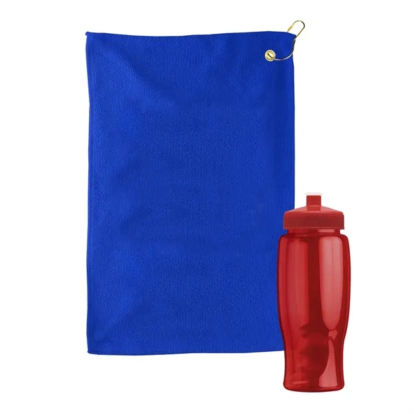 27 oz. Poly-pure transparent bottle with microfiber golf towel. Towel is... from ASI 40480 Koozie Group