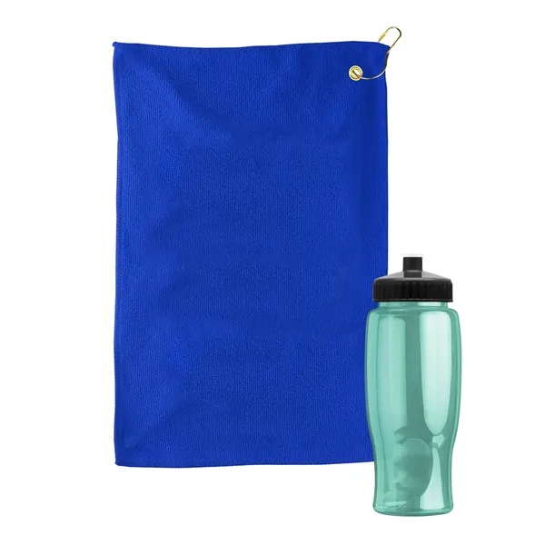 27 oz. Poly-pure transparent bottle with microfiber golf towel. Towel is... from ASI 40480 Koozie Group