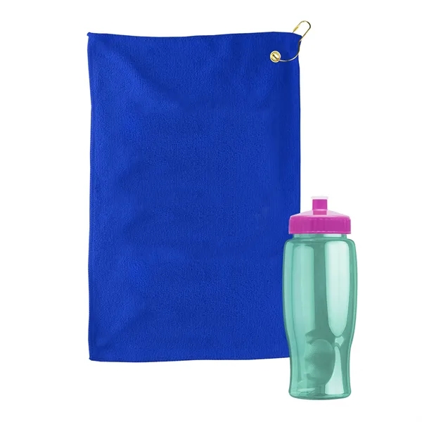 27 oz. Poly-pure transparent bottle with microfiber golf towel. Towel is... from ASI 40480 Koozie Group