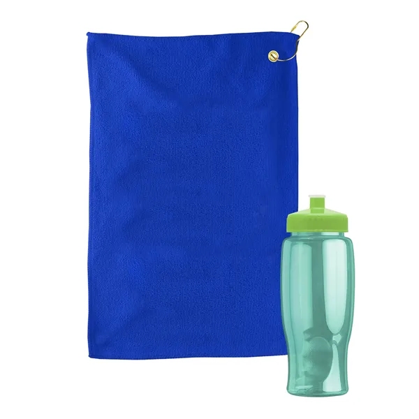 27 oz. Poly-pure transparent bottle with microfiber golf towel. Towel is... from ASI 40480 Koozie Group