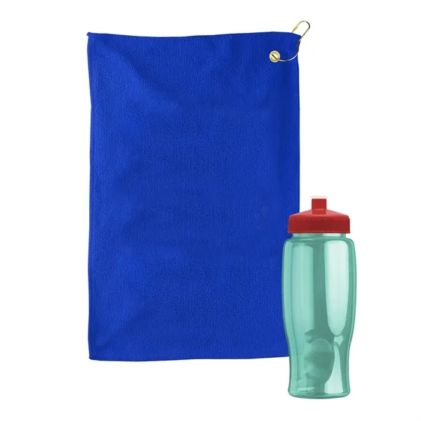 27 oz. Poly-pure transparent bottle with microfiber golf towel. Towel is... from ASI 40480 Koozie Group