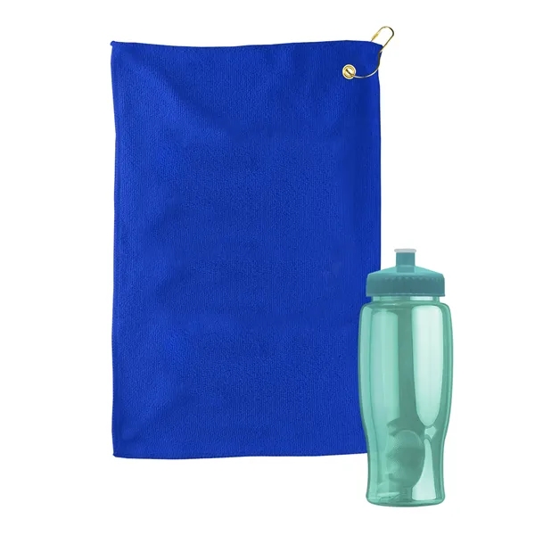 27 oz. Poly-pure transparent bottle with microfiber golf towel. Towel is... from ASI 40480 Koozie Group