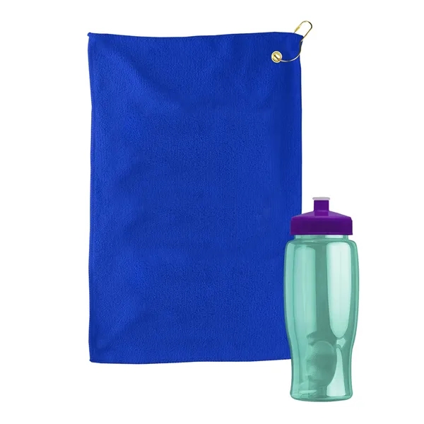 27 oz. Poly-pure transparent bottle with microfiber golf towel. Towel is... from ASI 40480 Koozie Group