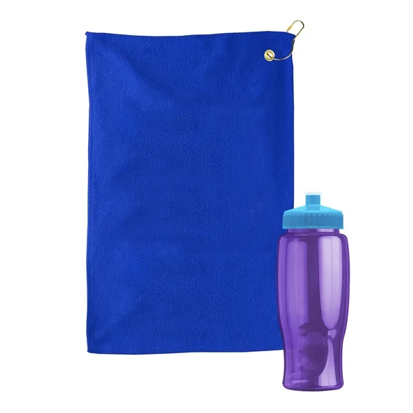 27 oz. Poly-pure transparent bottle with microfiber golf towel. Towel is... from ASI 40480 Koozie Group