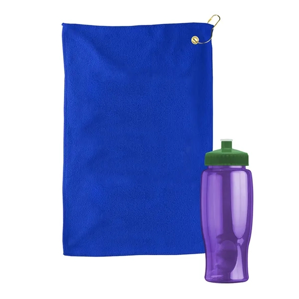 27 oz. Poly-pure transparent bottle with microfiber golf towel. Towel is... from ASI 40480 Koozie Group