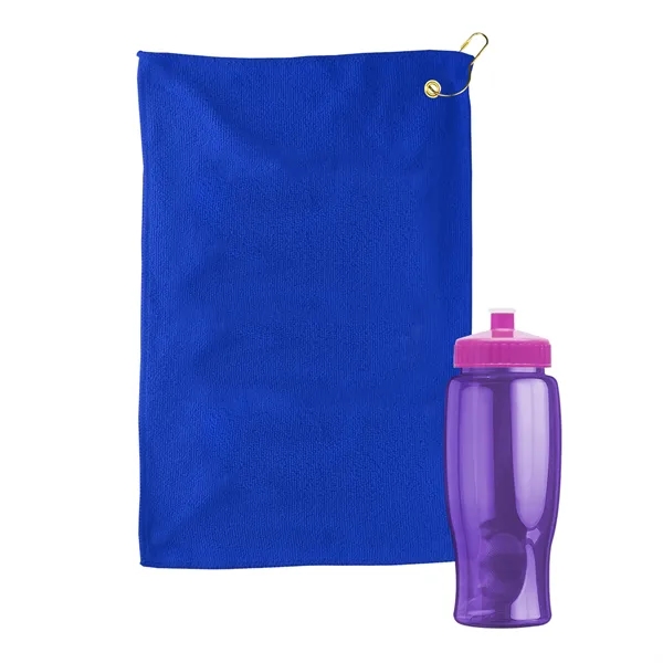 27 oz. Poly-pure transparent bottle with microfiber golf towel. Towel is... from ASI 40480 Koozie Group