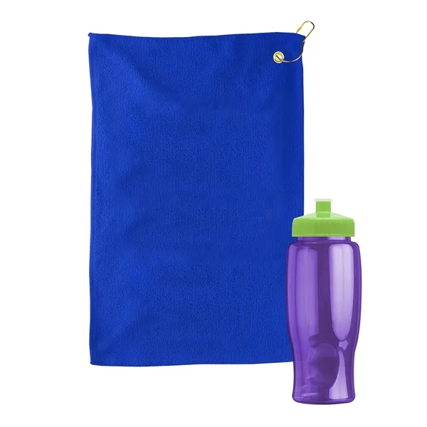 27 oz. Poly-pure transparent bottle with microfiber golf towel. Towel is... from ASI 40480 Koozie Group