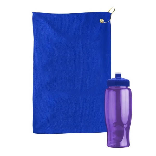 27 oz. Poly-pure transparent bottle with microfiber golf towel. Towel is... from ASI 40480 Koozie Group