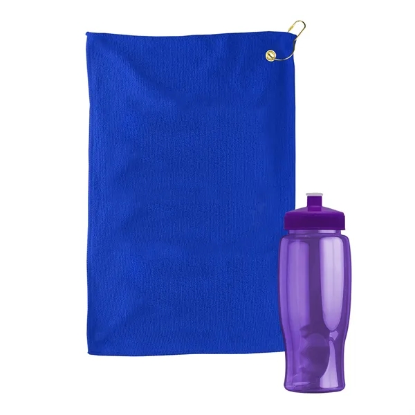 27 oz. Poly-pure transparent bottle with microfiber golf towel. Towel is... from ASI 40480 Koozie Group