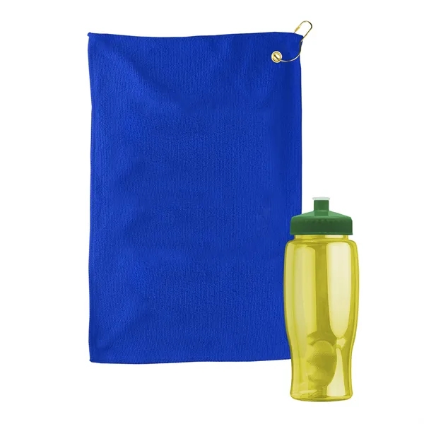 27 oz. Poly-pure transparent bottle with microfiber golf towel. Towel is... from ASI 40480 Koozie Group