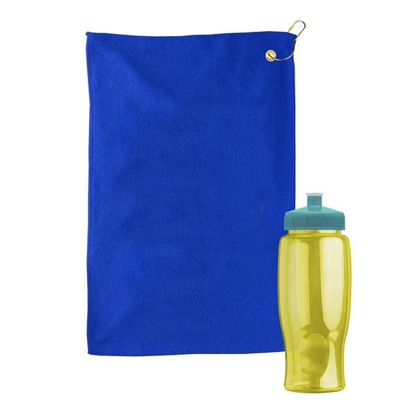 27 oz. Poly-pure transparent bottle with microfiber golf towel. Towel is... from ASI 40480 Koozie Group