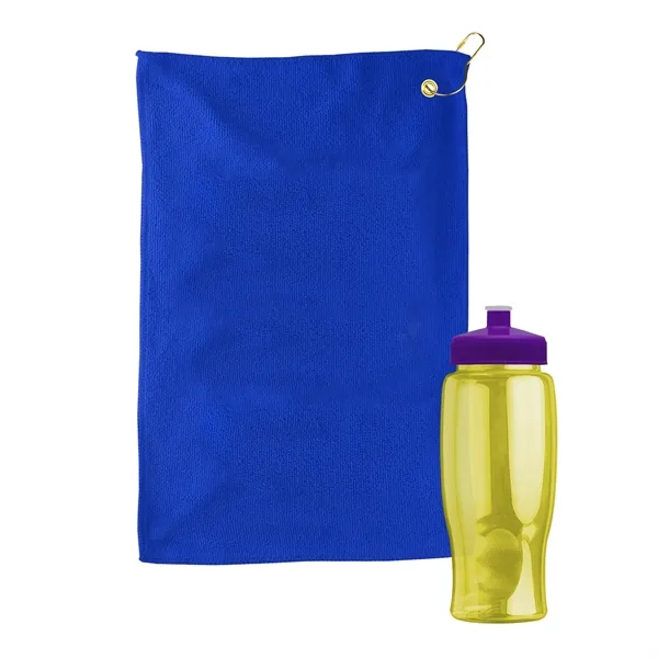 27 oz. Poly-pure transparent bottle with microfiber golf towel. Towel is... from ASI 40480 Koozie Group