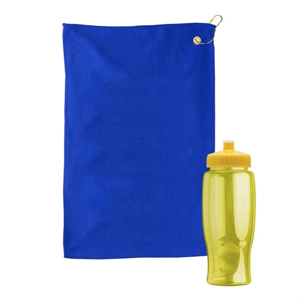 27 oz. Poly-pure transparent bottle with microfiber golf towel. Towel is... from ASI 40480 Koozie Group
