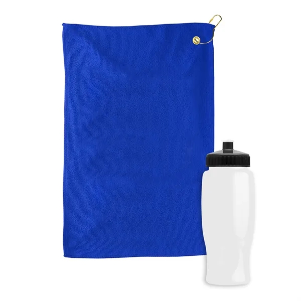 27 oz. Poly-pure transparent bottle with microfiber golf towel. Towel is... from ASI 40480 Koozie Group