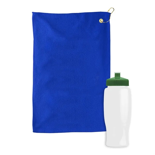 27 oz. Poly-pure transparent bottle with microfiber golf towel. Towel is... from ASI 40480 Koozie Group
