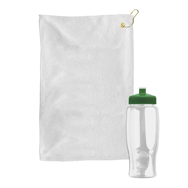 27 oz. Poly-pure transparent bottle with microfiber golf towel. Towel is... from ASI 40480 Koozie Group