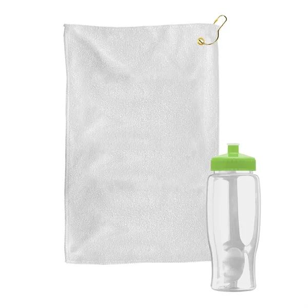 27 oz. Poly-pure transparent bottle with microfiber golf towel. Towel is... from ASI 40480 Koozie Group