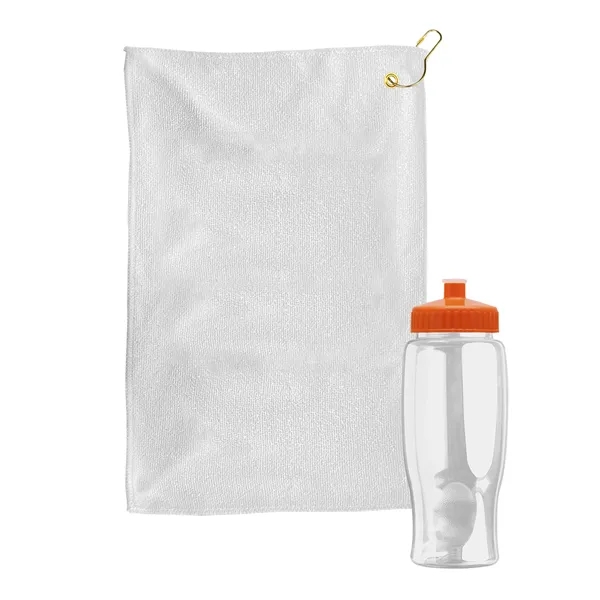 27 oz. Poly-pure transparent bottle with microfiber golf towel. Towel is... from ASI 40480 Koozie Group