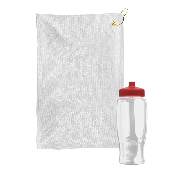27 oz. Poly-pure transparent bottle with microfiber golf towel. Towel is... from ASI 40480 Koozie Group