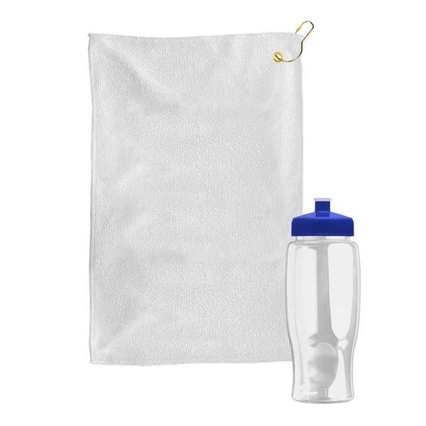 27 oz. Poly-pure transparent bottle with microfiber golf towel. Towel is... from ASI 40480 Koozie Group