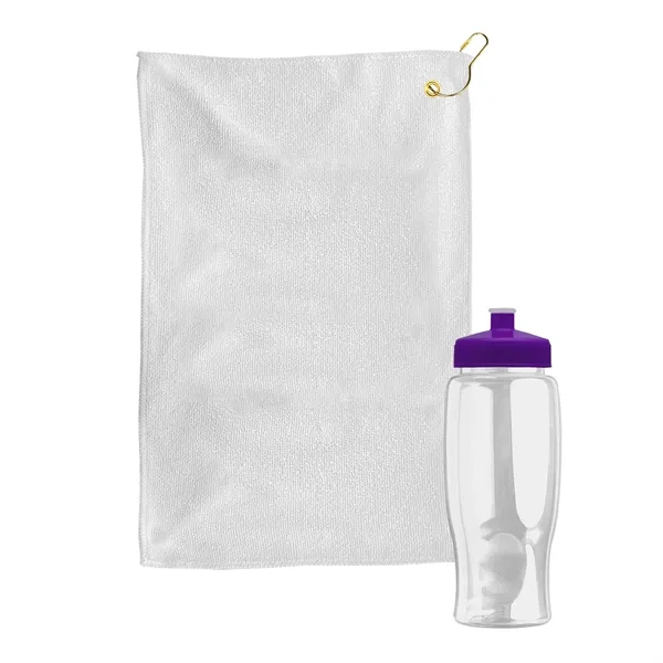 27 oz. Poly-pure transparent bottle with microfiber golf towel. Towel is... from ASI 40480 Koozie Group
