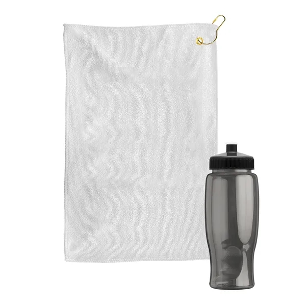27 oz. Poly-pure transparent bottle with microfiber golf towel. Towel is... from ASI 40480 Koozie Group
