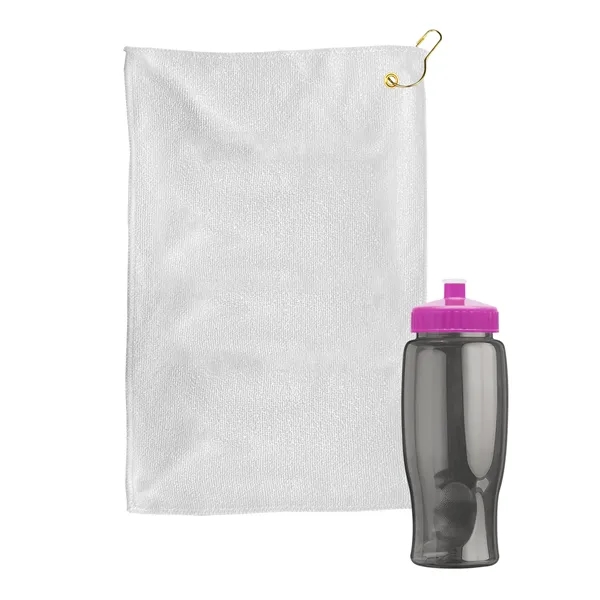 27 oz. Poly-pure transparent bottle with microfiber golf towel. Towel is... from ASI 40480 Koozie Group