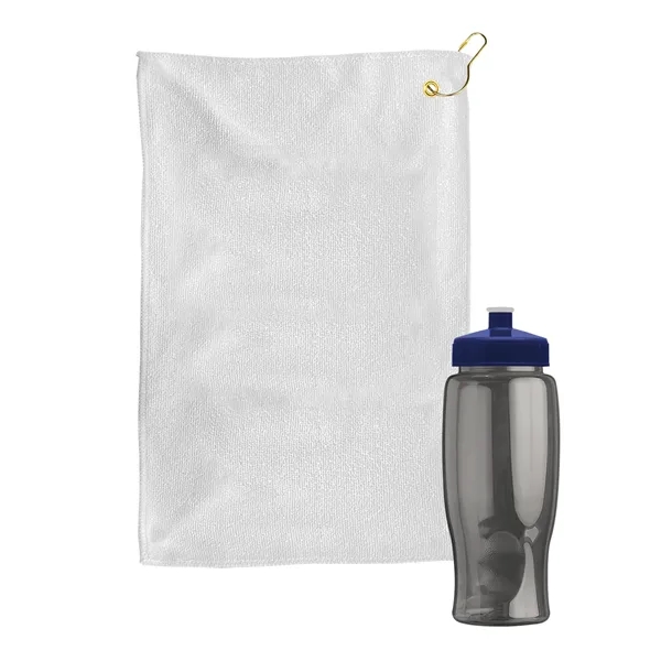 27 oz. Poly-pure transparent bottle with microfiber golf towel. Towel is... from ASI 40480 Koozie Group