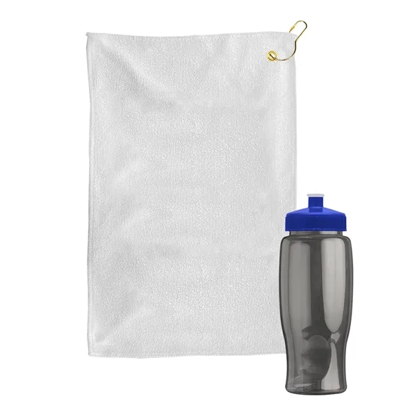 27 oz. Poly-pure transparent bottle with microfiber golf towel. Towel is... from ASI 40480 Koozie Group