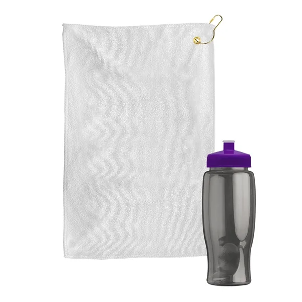 27 oz. Poly-pure transparent bottle with microfiber golf towel. Towel is... from ASI 40480 Koozie Group