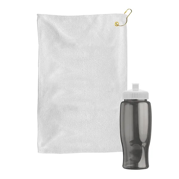 27 oz. Poly-pure transparent bottle with microfiber golf towel. Towel is... from ASI 40480 Koozie Group