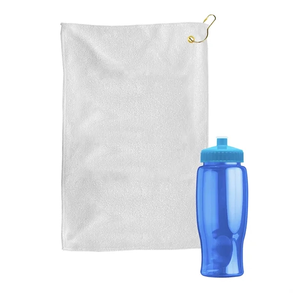 27 oz. Poly-pure transparent bottle with microfiber golf towel. Towel is... from ASI 40480 Koozie Group