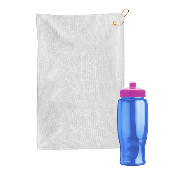 27 oz. Poly-pure transparent bottle with microfiber golf towel. Towel is... from ASI 40480 Koozie Group