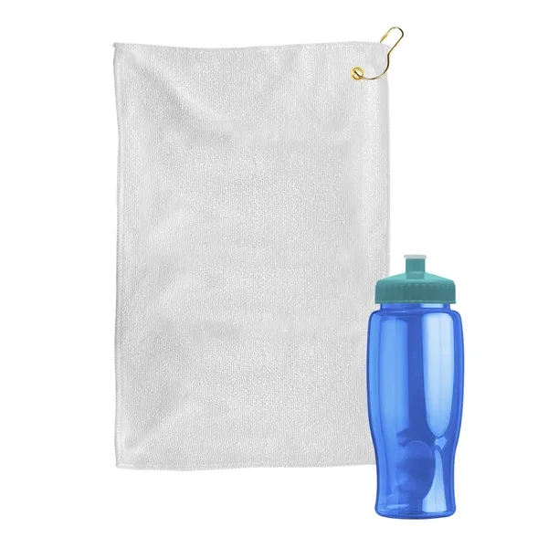 27 oz. Poly-pure transparent bottle with microfiber golf towel. Towel is... from ASI 40480 Koozie Group