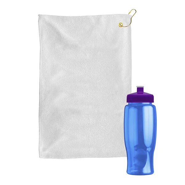 27 oz. Poly-pure transparent bottle with microfiber golf towel. Towel is... from ASI 40480 Koozie Group