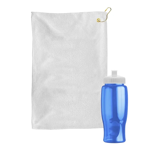 27 oz. Poly-pure transparent bottle with microfiber golf towel. Towel is... from ASI 40480 Koozie Group