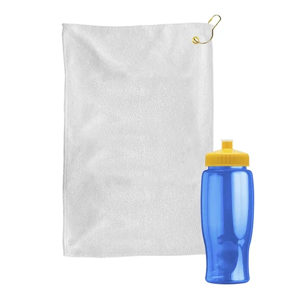 27 oz. Poly-pure transparent bottle with microfiber golf towel. Towel is... from ASI 40480 Koozie Group