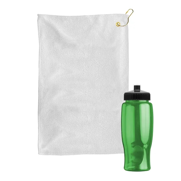 27 oz. Poly-pure transparent bottle with microfiber golf towel. Towel is... from ASI 40480 Koozie Group