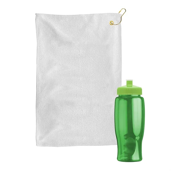 27 oz. Poly-pure transparent bottle with microfiber golf towel. Towel is... from ASI 40480 Koozie Group